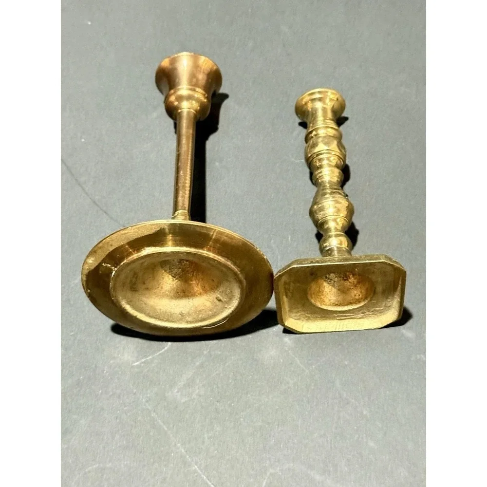 set of Vintage Brass Candlestick Holders 4